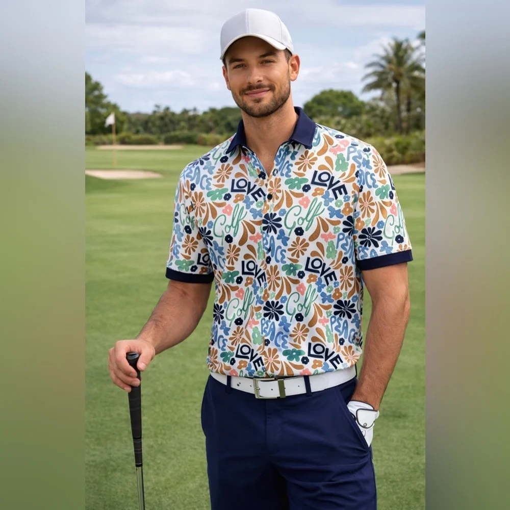 Smith & Quinn Golf Polo Shirt Large Colorful Print Performance Men’s